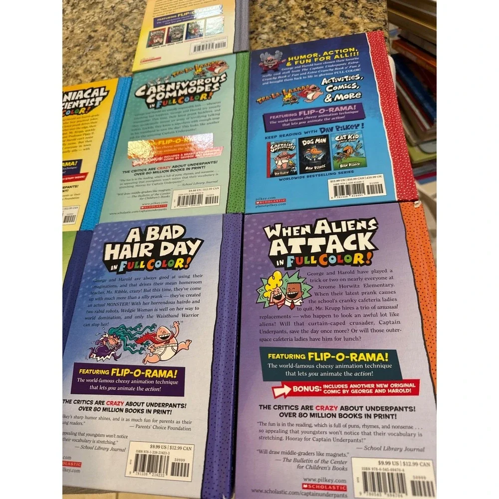 Captain Underpants Hardcover Book Lot Dav Pilkey Full Color 7 Books Scholastic